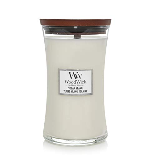 Grote Beige Woodwick Kaars met Zonne-Ylang Grote Beige Woodwick Kaars met Zonne-Ylang